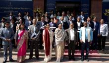 The Minister of State for Education, Smt. Annpurna Devi in a group photograph with the awardees at the presentation of the National ICT Award Ceremony for School Teachers, in New Delhi on February 28, 2022.