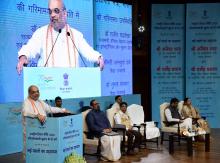 The Union Minister for Home Affairs and Cooperation, Shri Amit Shah addressing at the inauguration of new initiatives on the completion of 2nd year of National Education Policy, in New Delhi on July 29, 2022. The Union Minister for Education, Skill Development and Entrepreneurship, Shri Dharmendra Pradhan and the Minister of State for Skill Development & Entrepreneurship, Electronics and Information Technology, Shri Rajeev Chandrasekhar are also seen.