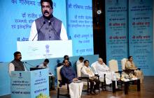 The Union Minister for Education, Skill Development and Entrepreneurship, Shri Dharmendra Pradhan addressing at the inauguration of new initiatives on the completion of 2nd year of National Education Policy, in New Delhi on July 29, 2022. The Union Minister for Home Affairs and Cooperation, Shri Amit Shah and the Minister of State for Skill Development & Entrepreneurship, Electronics and Information Technology, Shri Rajeev Chandrasekhar are also seen.