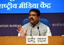 The Union Minister for Education, Skill Development and Entrepreneurship, Shri Dharmendra Pradhan holding a press conference on Cabinet Decisions, in New Delhi on September 07, 2022.