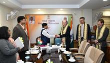 The Minister of State for Education, Dr. Subhas Sarkar with Mr. Nick Gibb, the Minister of State for Schools, UK, in New Delhi on February 10, 2023