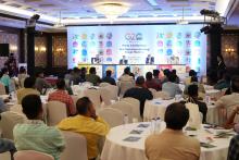 The Secretary DoHE, Shri K Sanjay Murthy, Secretary DoSEL, Shri Sanjay Kumar, Secretary MSDE, Shri Atul Kumar Tiwari and DG(PIB), Shri Bhupendra Kainthola briefing the media for the 3rd Education Working Group meeting held at the Mayfair Convention Centre, in Bhubaneswar on April 25, 2023.