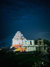 The Konark Temple in all of its splendour during the sound and light Performance, in Bhubaneswar on April 28, 2023