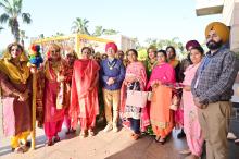 Delegates being given a traditional welcome at Hotel Radisson Blu, in Amritsar on March 14, 2023.