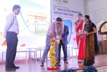 The Secretary of DoHE, Ministry of Education, Shri K. Sanjay Murthy, the Secretary DoSEL, Ministry of Education, Shri Sanjay Kumar and the Director IIT Ropar, Prof. Rajeev Ahuja during the inaugural ceremony of the 2nd Education Working Group (EdWG) seminar & meeting held at Khalsa College, in Amritsar on March 15, 2023.