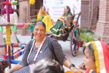 Delegates taking part in cultural activities during the 2nd Education Working Group (EdWG) seminar held at Khalsa College, in Amritsar on March 15, 2023.