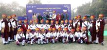Glimpses of Grand Finale of the National School Band Competition 2023-24 as part of Republic Day celebrations 2024 at Major Dhyanchand National Stadium, in New Delhi on January 22, 2024. The Secretary, MoE, Shri Sanjay Kumar graced the event.