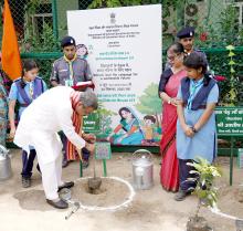 Shri Dharmendra Pradhan planting a sapling at the launch of ‘Ek Ped Maa Ke Naam 2.0’ campaign