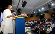 The Social Justice and Empowerment Minister, Dr. Virendra Kumar addressing at the signing of tripartite MoU between DEPwD & Autonomous Institutions of the DoSEL