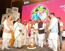 Shri Dharmendra Pradhan lighting the lamp during the Inaugural Session of ABSS-2025