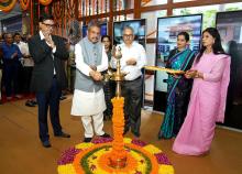 Shri Dharmendra Pradhan lighting the lamp during 65th Foundation Day Celebration of NCERT