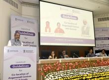Shri Dharmendra Pradhan addressing at the launched “Guidelines for Co-location of Anganwadi Centres with Schools”