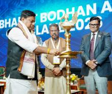 Dr. Sukanta Majumdar lighting the lamp at the ‘Bharat Bodhan AI Conclave-2026’
