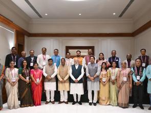 PM in a group photograph with the National Awardee Teachers