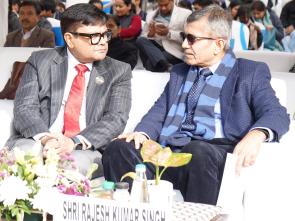 The Defence Secretary, Shri Rajesh Kumar Singh and the Secretary, DoSEL, Ministry of Education, Shri Sanjay Kumar attend the opening ceremony of National School Competition Grand Finale