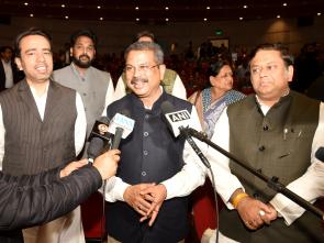 Shri Dharmendra Pradhan interacting with media during the 9th edition of Pariksha Pe Charcha 2026