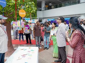 The Secretary, DoSEL visits an exhibition during the launch of Bharatiya Bhasha Summer Camp 2026