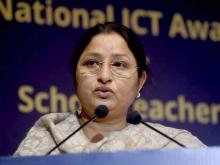 The Minister of State for Education, Smt. Annpurna Devi addressing at the presentation of the National ICT Award Ceremony for School Teachers, in New Delhi on February 28, 2022