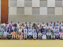 The Union Minister for Education, Skill Development and Entrepreneurship, Shri Dharmendra Pradhan along with Ministers and others at the two-day National Conference of School Education Ministers, in Gandhinagar, Gujarat on June 01, 2022.