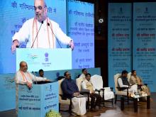 The Union Minister for Home Affairs and Cooperation, Shri Amit Shah addressing at the inauguration of new initiatives on the completion of 2nd year of National Education Policy, in New Delhi on July 29, 2022. The Union Minister for Education, Skill Development and Entrepreneurship, Shri Dharmendra Pradhan and the Minister of State for Skill Development & Entrepreneurship, Electronics and Information Technology, Shri Rajeev Chandrasekhar are also seen.