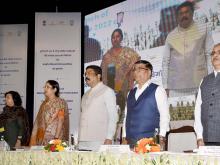 The Union Minister for Education, Skill Development and Entrepreneurship, Shri Dharmendra Pradhan at the launch of the National Curriculum Framework for Foundational Stage 2022 and Balvatika at Kendriya Vidyalayas, in New Delhi on October 20, 2022. The Ministers of State for Education, Dr. Subhas Sarkar and Smt. Annpurna Devi are also seen.