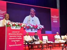 Shri Dharmendra Pradhan addressing at the launch of Bharatiya Basha Summer Camp