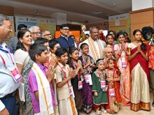 group photograph at the launch of Bharatiya Basha Summer Camp