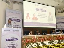 Shri Dharmendra Pradhan addressing at the launched “Guidelines for Co-location of Anganwadi Centres with Schools”