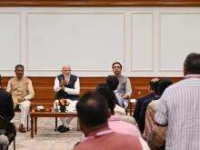 PM interacting with the National Awardee Teachers on the eve of Teachers Day, in New Delhi