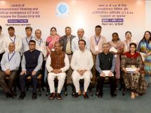 Shri Dharmendra Pradhan in a group photograph during the launch of the AI & Computational Thinking curriculum for Classes III to VIII